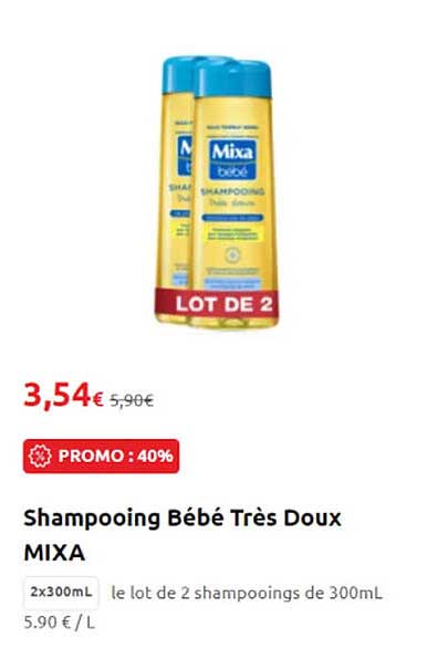 shampooing bébé très doux mixa