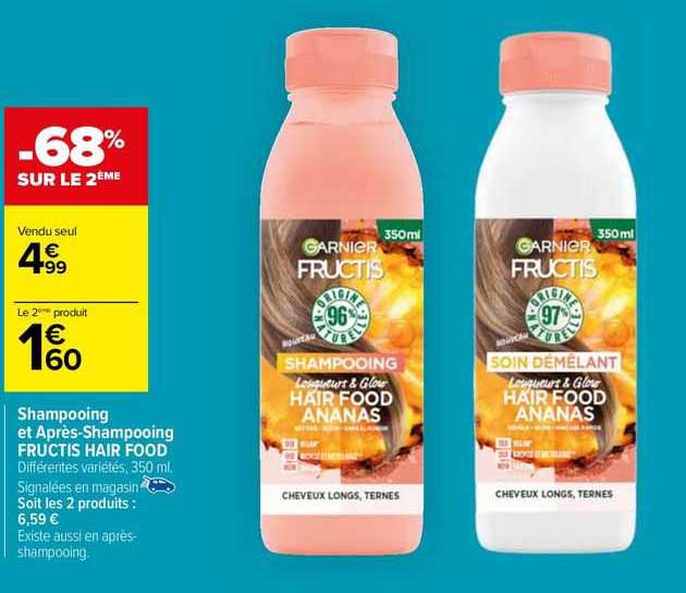shampooing et après-shampooing fructis hair food garnier