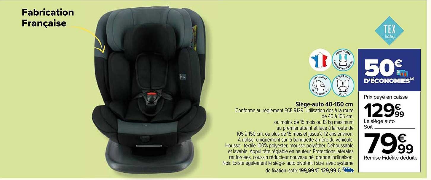 siège-auto 40-150 cm tex baby