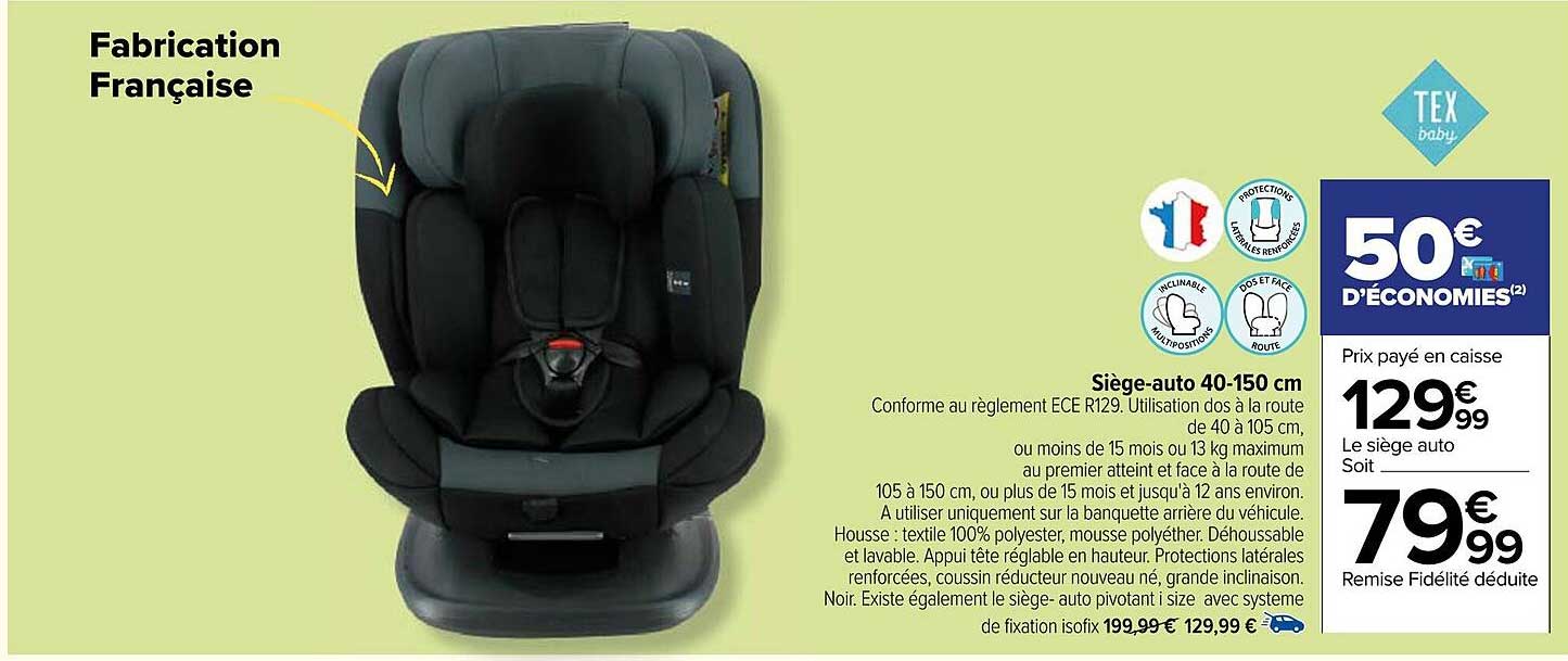 siège-auto 40-150 cm tex baby