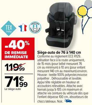 siège-auto de 76 à 140 cm tex baby