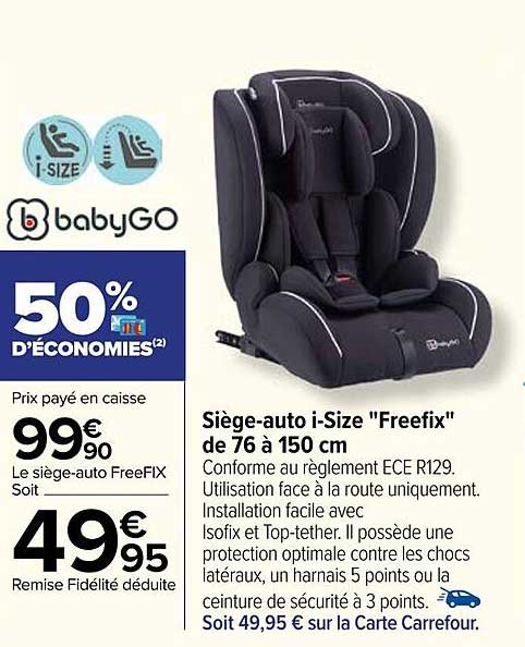 siège-auto i-Size "freefix" de 76 à 150 cm babyGO