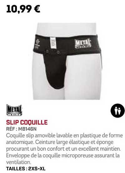 slip coquille metal boxe