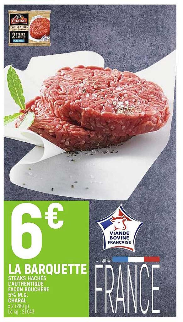 steaks hachés l'authentique façon boucherie 5% m.g. charal
