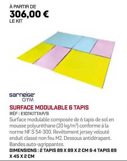 surface modulaire 6 tapis sarneige gym