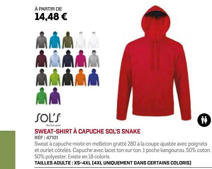 sweat-shirt à capuche sol's snake