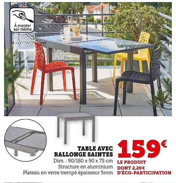 table avec rallong saintes