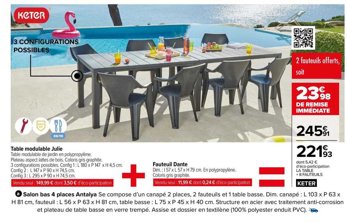 Table Modulable Julie + Fauteuil Dante