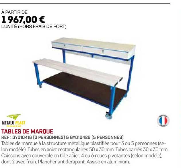 tables de marque metalu plast