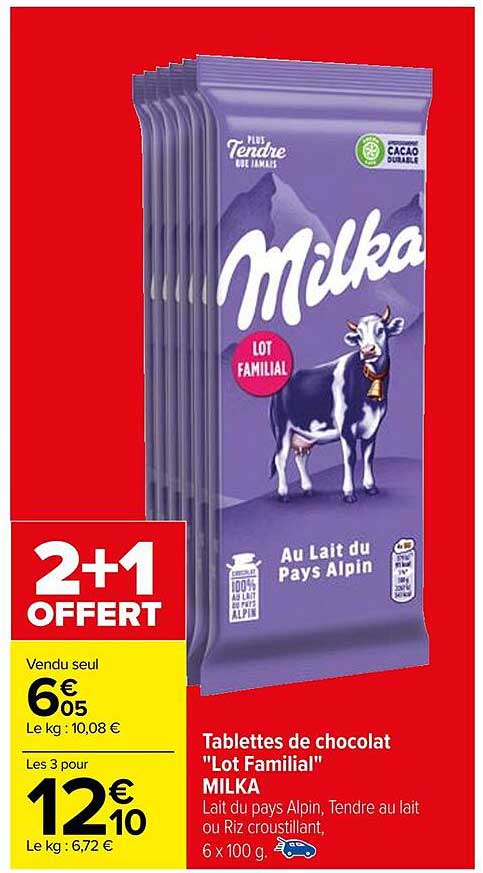 Tablettes De Chocolat "lot Familial" Milka