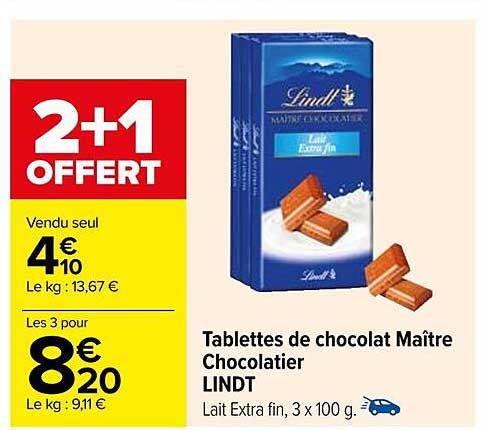 tablettes de chocolat maître chocolatier lindt
