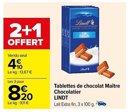 tablettes de chocolat maître chocolatier lindt