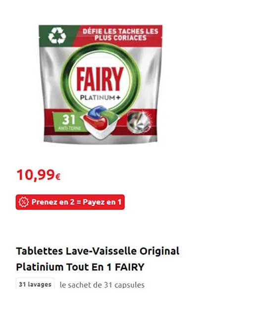 Tablettes Lave-vaisselle Original Platinium Tout En 1 Fairy