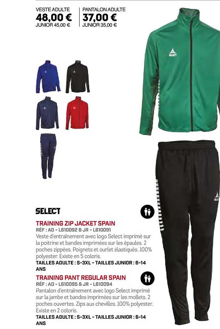 training zip jacket spain training pant regular spain select