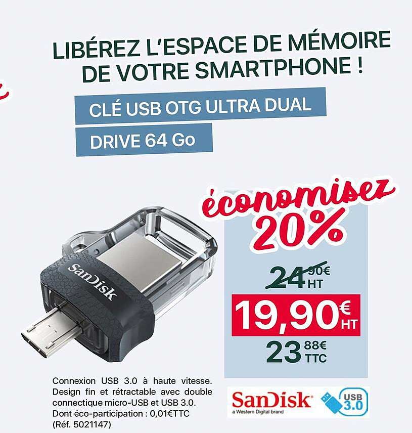 clé usb otg ultra dual drive 64 go sandisk