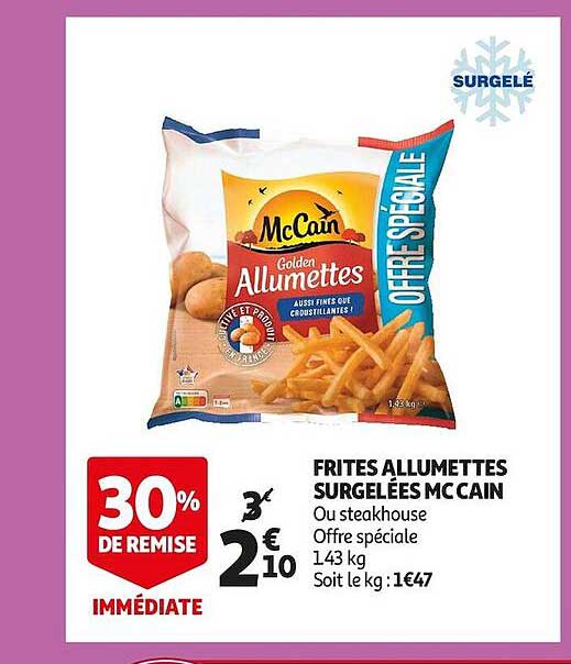 frites allumettes surgelées mc cain