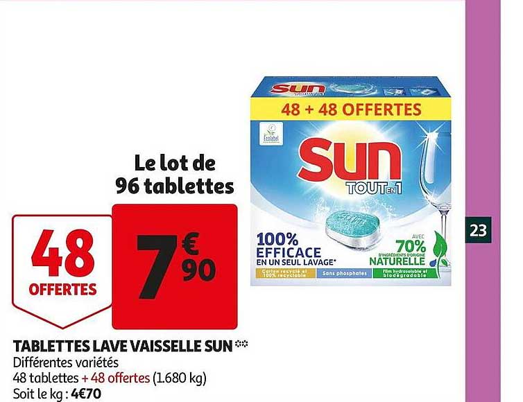 tablettes lave vaisselle sun