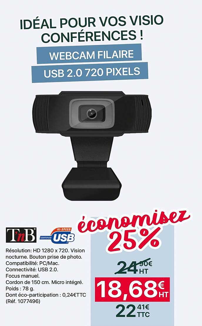 webcam filaire usb 2.0 720 pixels