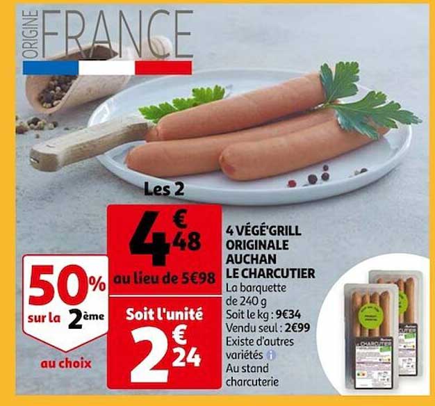 4 Végé'grill Original Auchan Le Charcutier