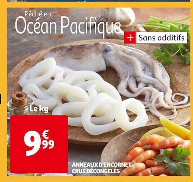 anneaux d'encornet crus décongelés