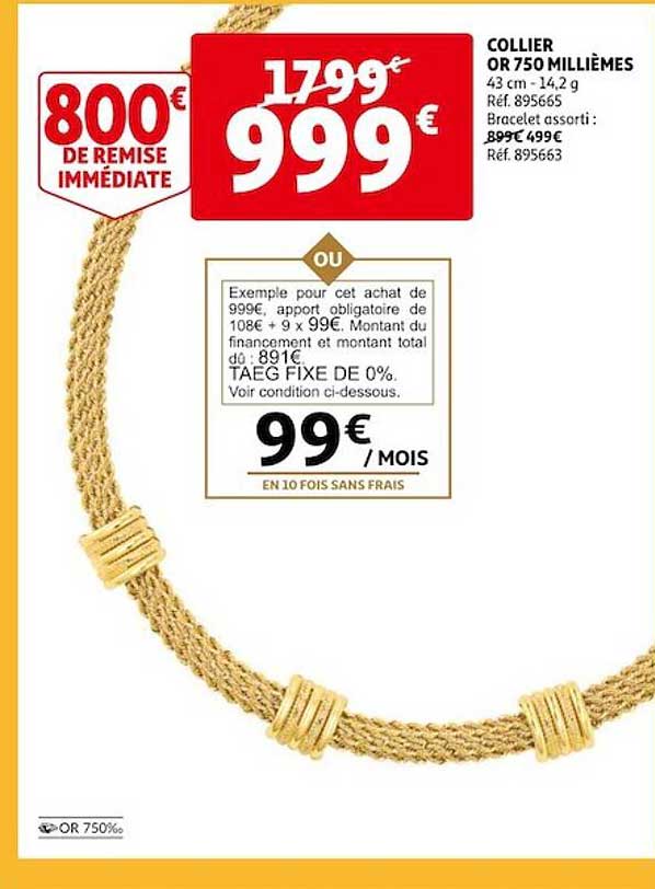 collier or 750 millièmes