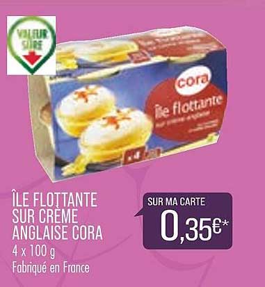 île flottante sur crème anglaise cora