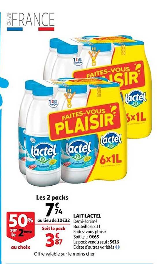 lait lactel demi-écrémé