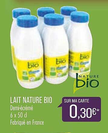 lait nature bio demi-écrémé