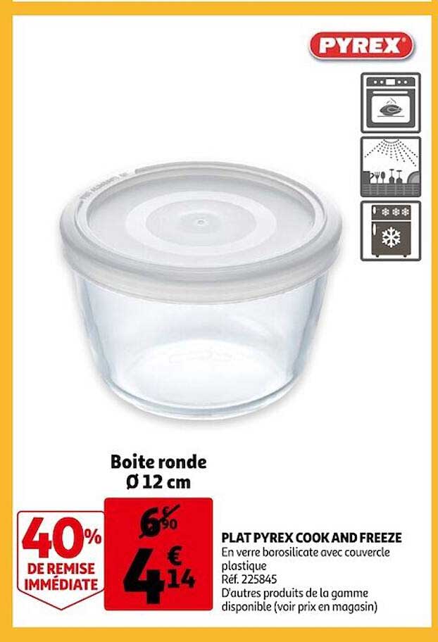 plat pyrex cook and freeze : boîte ronde ø 12 cm