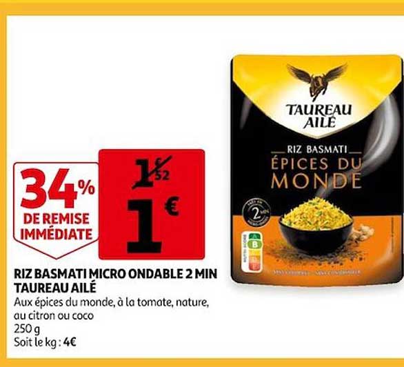riz basmati micro ondable 2 min taureau ailé