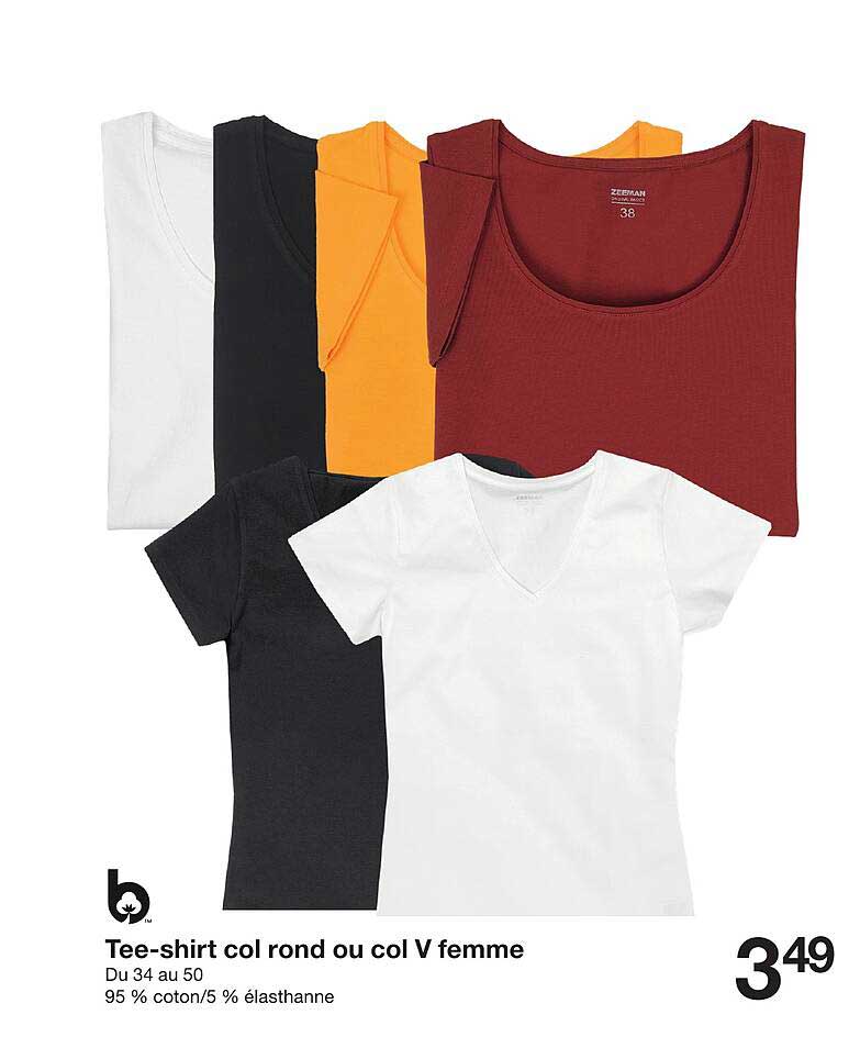 tee-shirt col rond ou col v femme