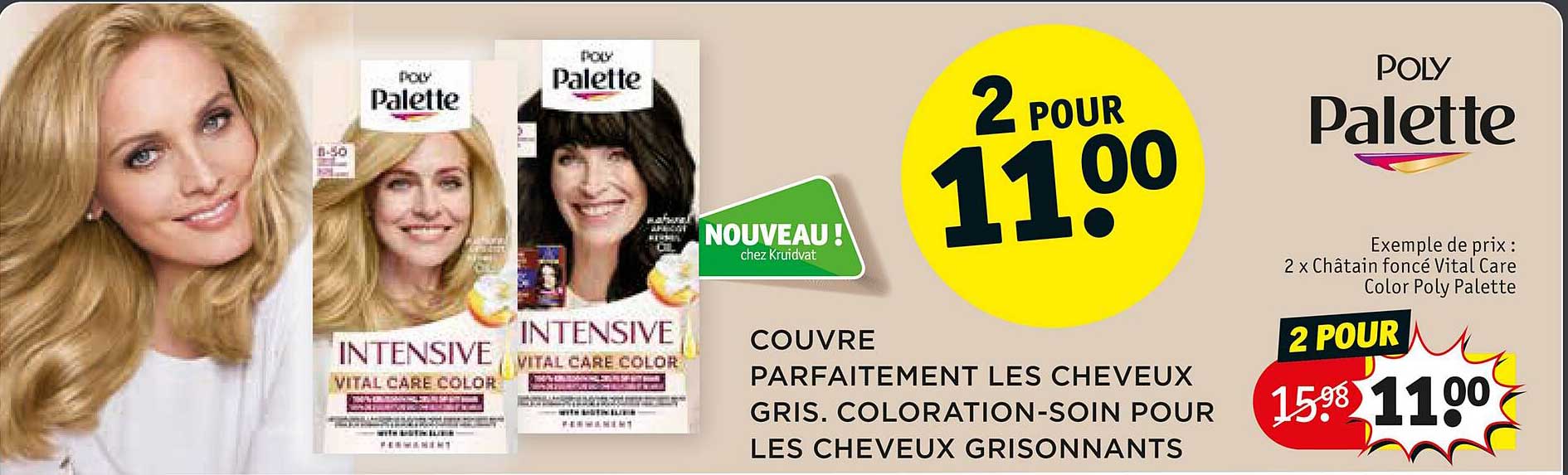 2x châtain foncé vital care color poly palette