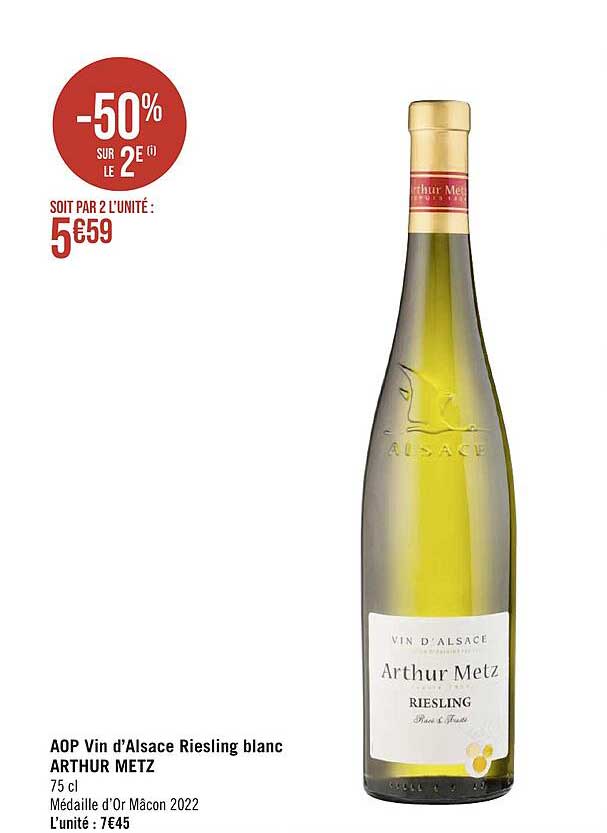 aop vin d'alsace riesling blanc arthur metz