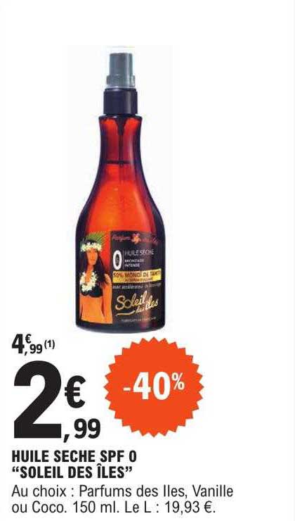 huile sèche spf 0 "soleil des îles"