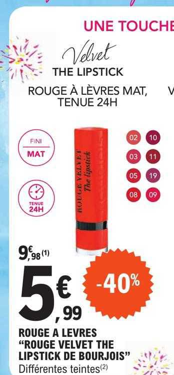 Rouge à Lèvres "rouge Velvet The Lipsticks De Bourjois"