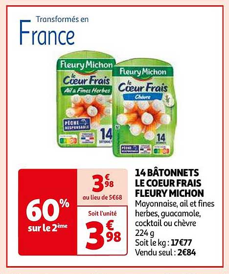 14 bâtonnets le cœur frais fleury michon
