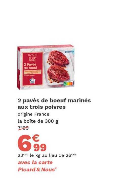 2 pavés de bœuf marinés aux trois poivres