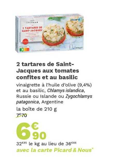2 tartares de saint-jacques aux tomates confites et au basilic