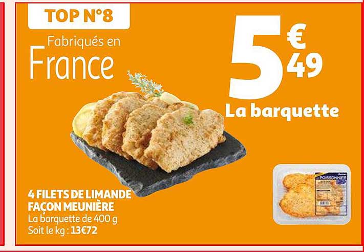 4 filets de limande façon meunière