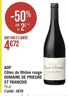 aop côtes du rhône rouge domaine de prieure st françois