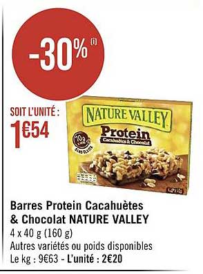 barres protein cacahuètes & chocolat nature valley
