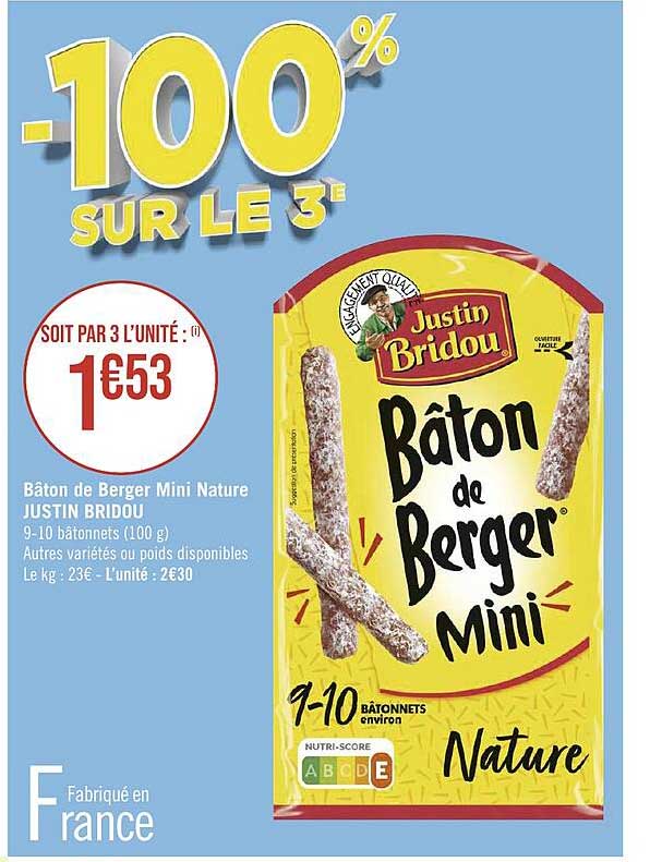 bâton de berger mini nature justin bridou