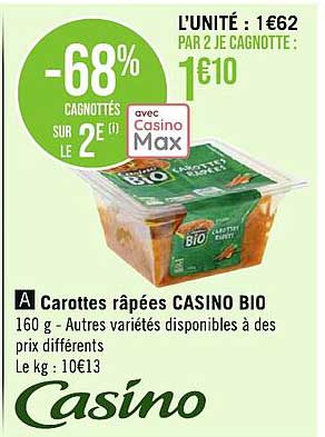 Carottes Râpées Casino Bio