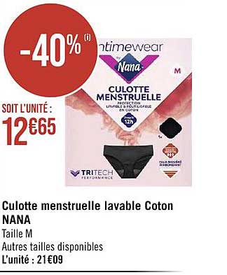 culotte menstruelle lavable coton nana