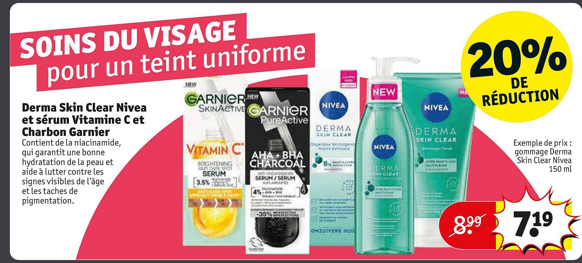 derma skin clear nivea et sérum vitamine c et charbon garnier