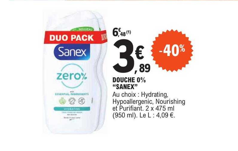 Douche 0% "sanex"