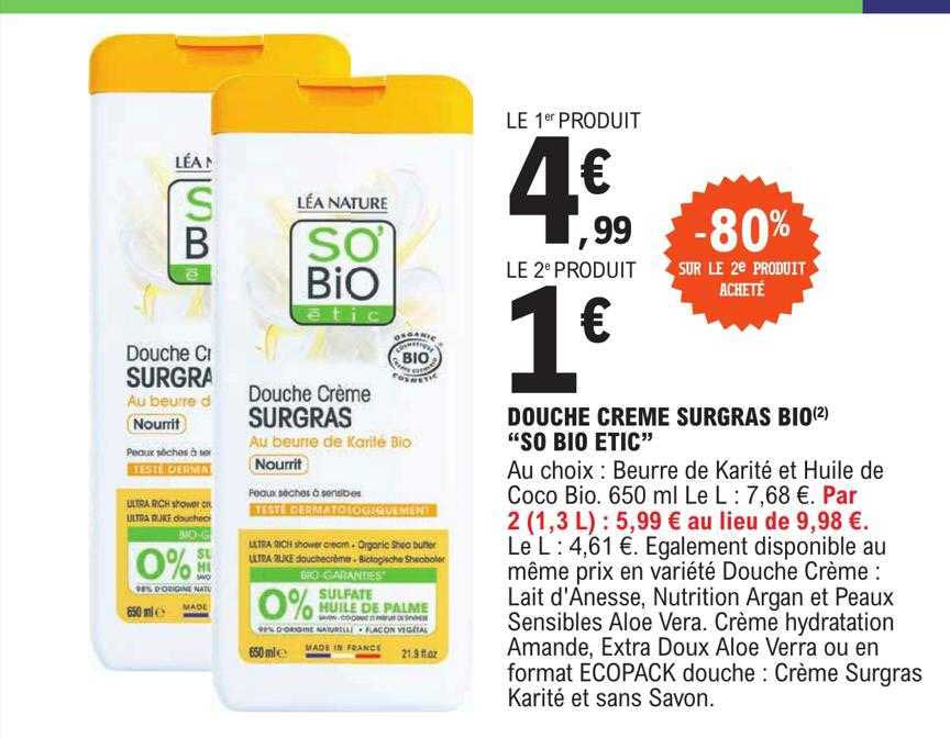 douche crème surgras bio "so bio étic"