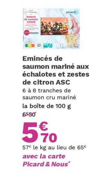 émincés de saumon mariné aux échalotes et zestes de citron asc