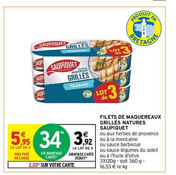 Filets De Maquereaux Grillés Natures Saupiquet