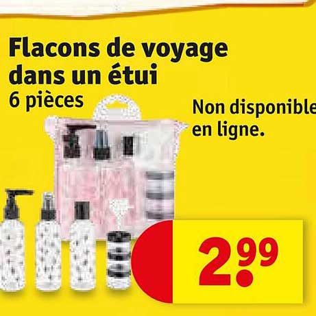 flacons de voyage dans un étui